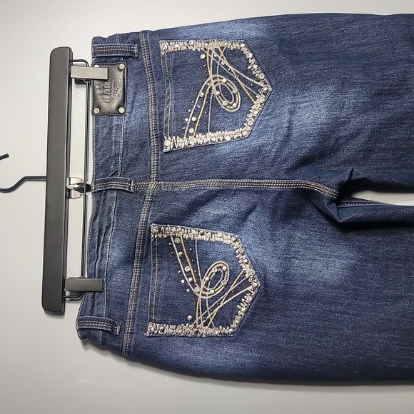 Live Hard Play Hard Embellished Bling Western Cow Girl Boot Cut Jeans - Picture 1 of 10